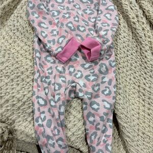 Kidgets Pink and Gray Animal Print Footie
